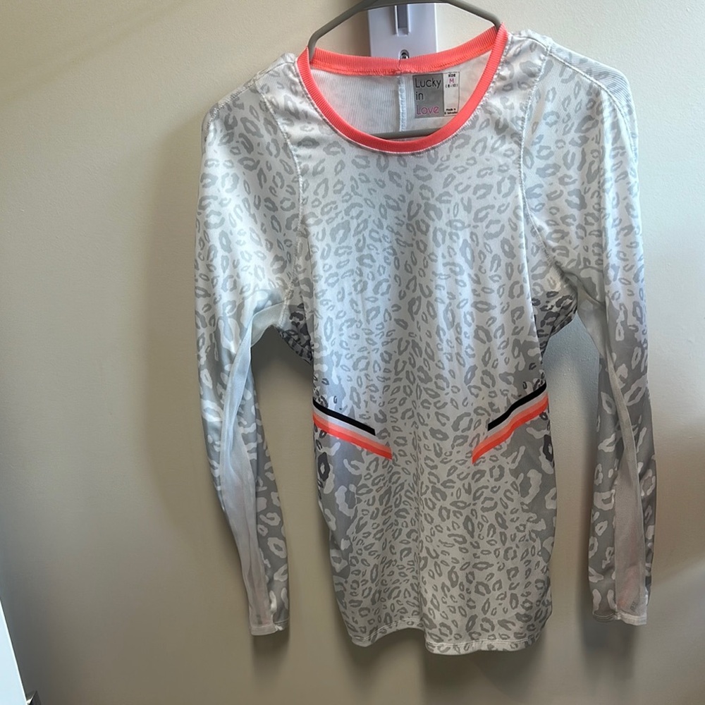 Lucky in Love Gray Leopard Long Sleeve Tee